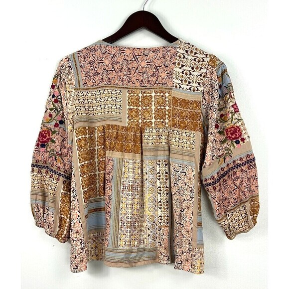 Savanna Jane Women S Floral Embroidered Peasant Top Blouse Boho Chic Cottagecore - Picture 4 of 12